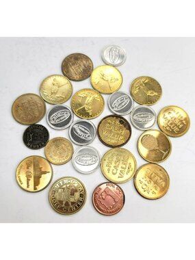 Golf Tokens Vintage Lot Variety of Metal Colors Set of 22 Hoffman Mint SC822
